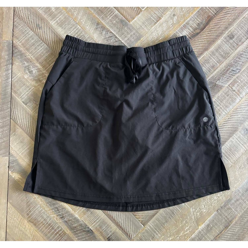 Apana Womens Black Active Skort Elastic Waist Drawstring Pockets Size Medium